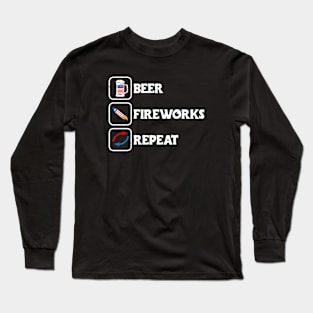 Patriotic Beer Fireworks Repeat Party Long Sleeve T-Shirt